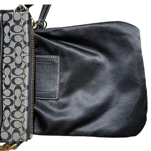 COACH 41069 Sutton Signature Stripe Swing Pack Black Grey Crossbody Purse Bag - Picture 8 of 12